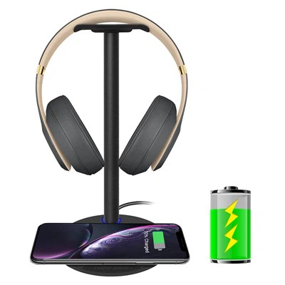 Support pour casque en aluminium avec chargeur sans fil